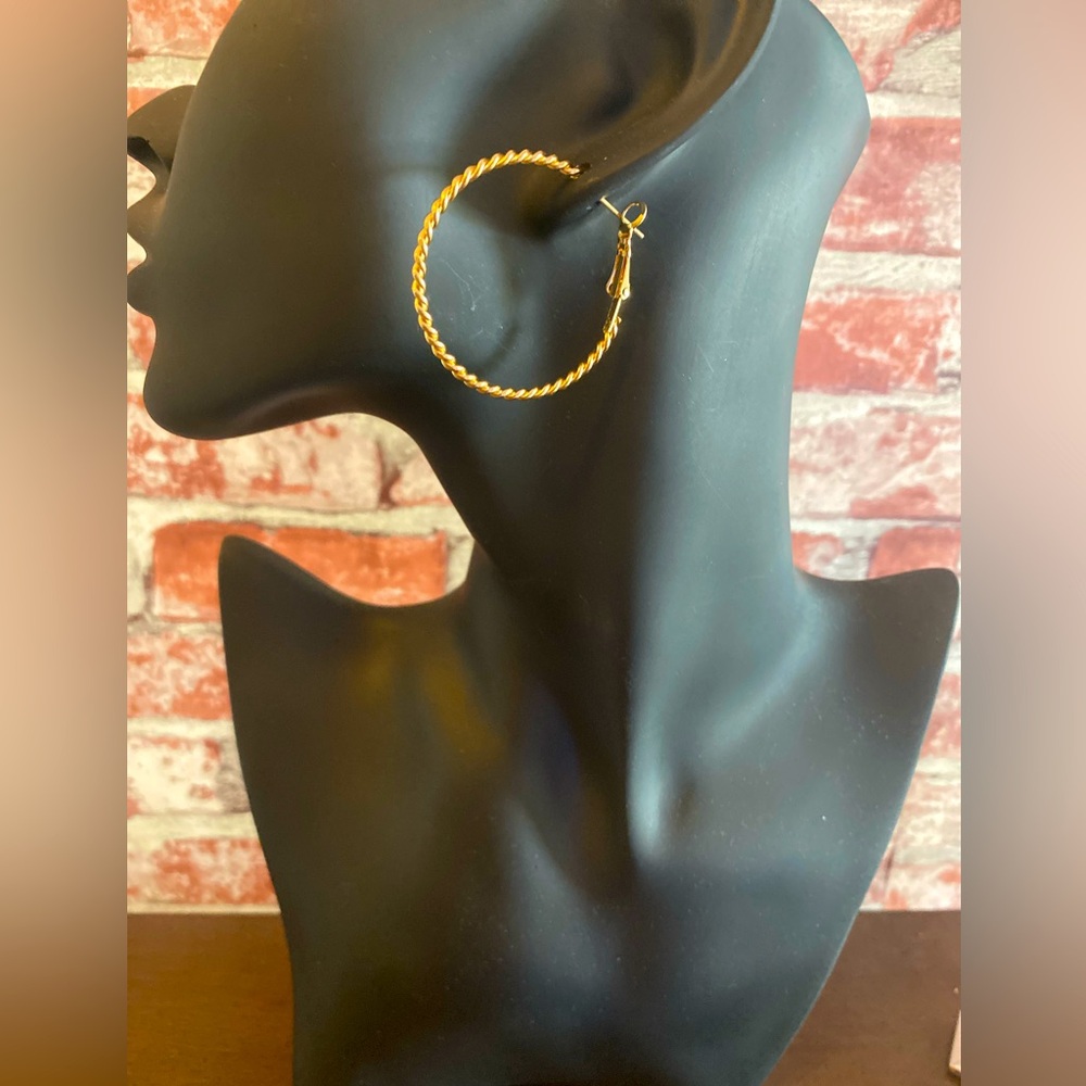 Twisted Gold Hoop Earrings - NWOT